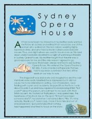 English Worksheet: Wonder of the World Story series 9 ( Sydney Opera House)
