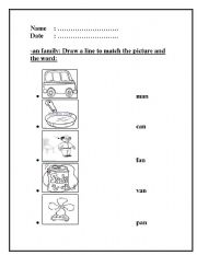 English worksheet: -an word family 2