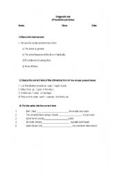 English Worksheet: Diagnostic test 