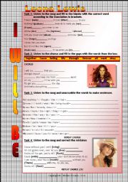 English Worksheet: Song Worksheet - I will be by Leona Lewis