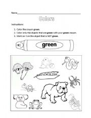 Color Worksheet: Green - ESL worksheet by Milly1326