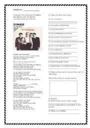 English Worksheet: GRAMMAR REVIEW WITH A SONG