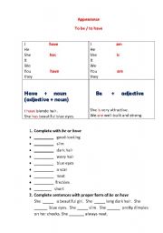 English Worksheet: Be and have