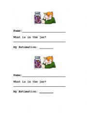 English worksheet: Estimation jar