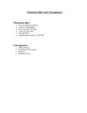 English worksheet: Class Rules and consequences