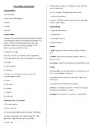 English Worksheet: Tourism vocabulary