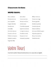 English Worksheet: Classroom Actions