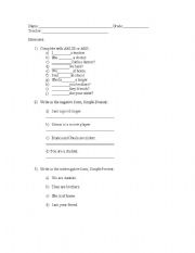 English worksheet: to be simple present 