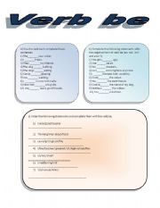 English worksheet: verb be