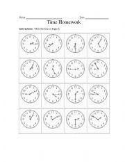 English Worksheet: Time Worksheet