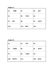English worksheet: Minimal Pair Pronunciation Activity