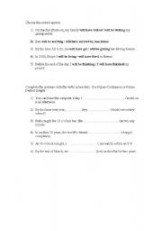 English worksheet: Future continuous and perfect