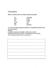 English Worksheet: Family Comparisons