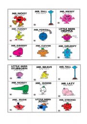 English Worksheet: Mr Men Adjectives bingo (part2)