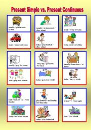 English Worksheet: difference between present simple and present continuous