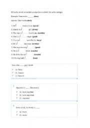 English Worksheet: adjectives