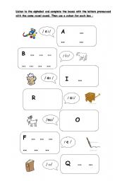 English worksheet: Pronouncing the letters of the alphabet