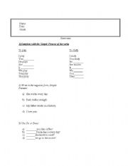 English worksheet: simple present activities