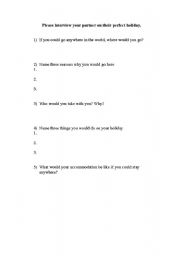 English worksheet: Authentic Holiday Interview Worksheet