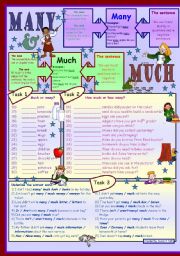 Many & much * for elementary level * 3 tasks * with key *** fully editable ***