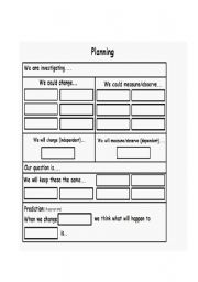 English Worksheet: Fair Test planning sheets for air resistance parachute investigation