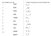 English Worksheet: match numbers and letters