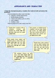 English Worksheet: appearance & character