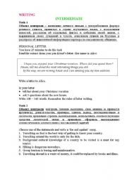 English Worksheet: Writing exersises on topic 