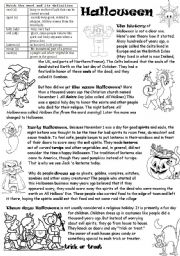 HALLOWEEN origin history traditions and after-reading activities