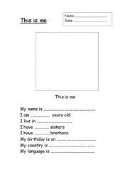 English Worksheet: This is me