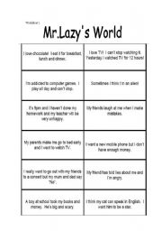 English Worksheet: Giving Adivice-Modals-Mr.Lazys world