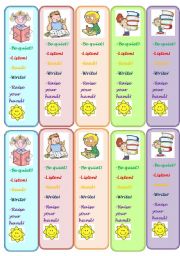 English Worksheet: classroom commands - bookmarks