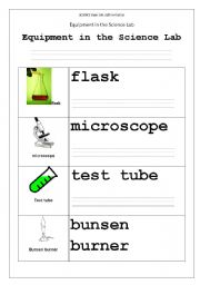 English worksheet: Equipment in the Science Lab part1