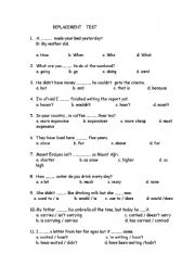 English Worksheet: REPLACEMENT TEST