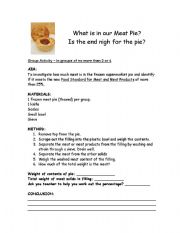 English worksheet: Meat Pie Investigation