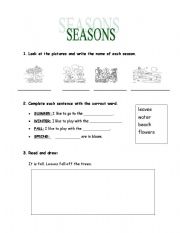 English Worksheet: SEASONS