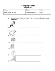 English worksheet: Spelling Quiz