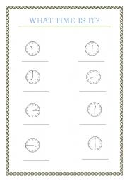 English Worksheet: what time is it?