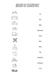 English Worksheet: Means of transport