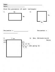 English Worksheet: Perimeter