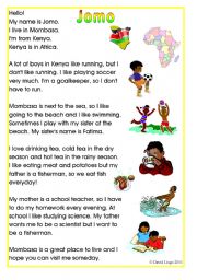 English Worksheet: Jomo: A reading with comprehension exercises, quizzes and suggestions for use. 