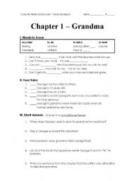 English Worksheet: Chapter 1 - Grandma