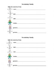 English worksheet: Family young learners