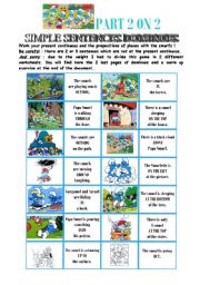 English Worksheet: dominoes on present continous + prepositions of place with the smurfs - 2/2
