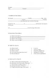 English worksheet: months , seasons, days and question words.