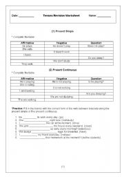 English worksheet: Tenses Worksheet