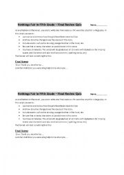 English Worksheet: Nothings Fair In Fifth Grade