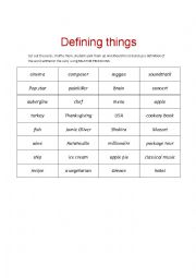 English Worksheet: Defining Things