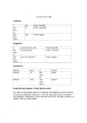 English Worksheet: Simple Present of Be