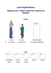 English Worksheet: Appearances: Describing People